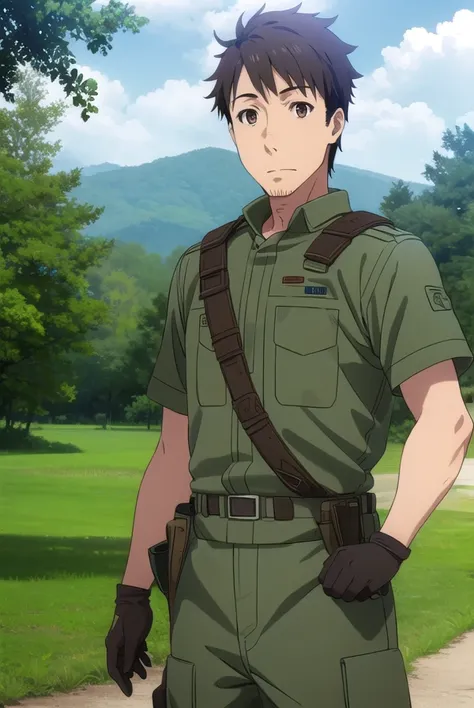 youjiitami, <lora:youji itami s1s2-lora-nochekaiser:1>,
youji itami, brown hair, (brown eyes:1.5), male focus, mature male,
BREAK gloves, uniform, military, military uniform, helmet, headset,
BREAK outdoors, forest, nature, grass, trees, sun, sky, clouds,
...