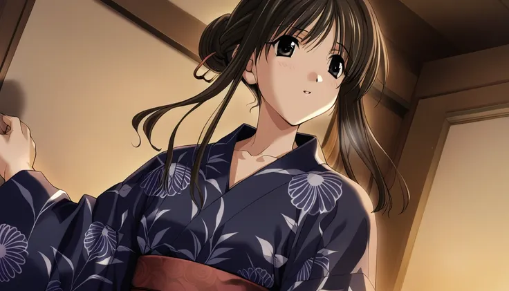 1girl,minami tsubame, yukata,updo, 1girl, solo, masterpiece, best quality, game cg, <lora:MinamiTsubameXL:1>