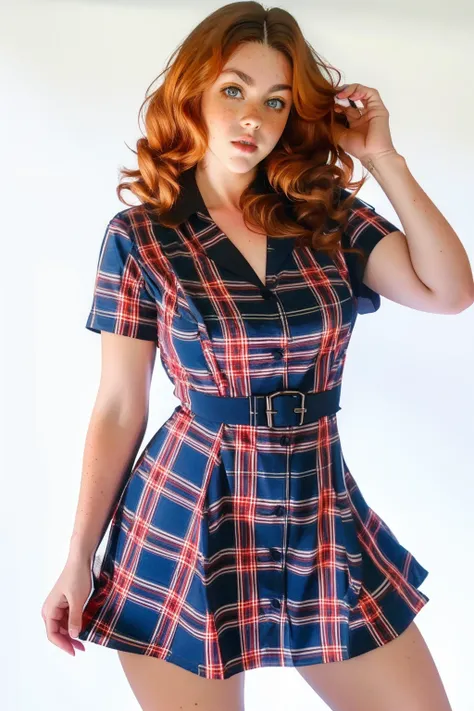 Short Collared Plaid Dress