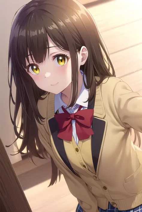 sayuogiwara, <lora:sayu ogiwara s1-lora-nochekaiser:1>,
sayu ogiwara, long hair, bangs, brown hair, (yellow eyes:1.5), smile,
BREAK skirt, shirt, long sleeves, bow, school uniform, white shirt, pleated skirt, socks, collared shirt, bowtie, red bow, sweater...