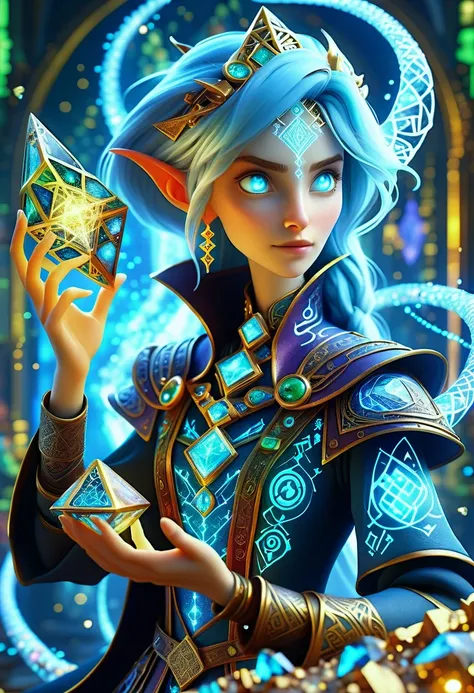 hyper detailed masterpiece, dynamic realistic digital art, awesome quality, DonMMy51ic4lXL female alchemist  (ethereal,arsenic,brittle,qr code,warty,time,dragon curve,zenithal hour angle,quantum entanglement,enigma,ritual,liquid crystal magic:1.0), mythtic...