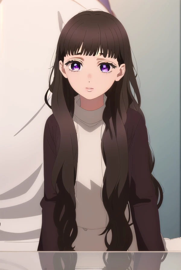 emmanakazono, <lora:emma nakazono-alpha-lora-nochekaiser:1>,
emma nakazono, long hair, bangs, brown hair, black hair, (purple eyes:1.1), blunt bangs, wavy hair,
BREAK jacket, sweater, lips, red shirt,
BREAK indoors,
BREAK looking at viewer, (cowboy shot:1....