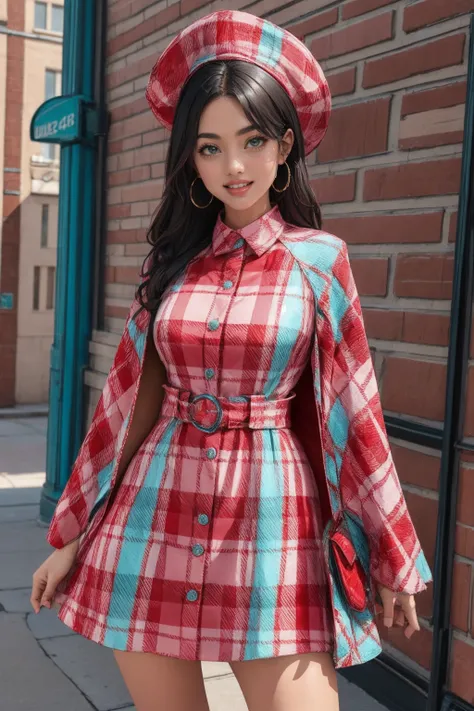 Plaid Dress with attached Cape