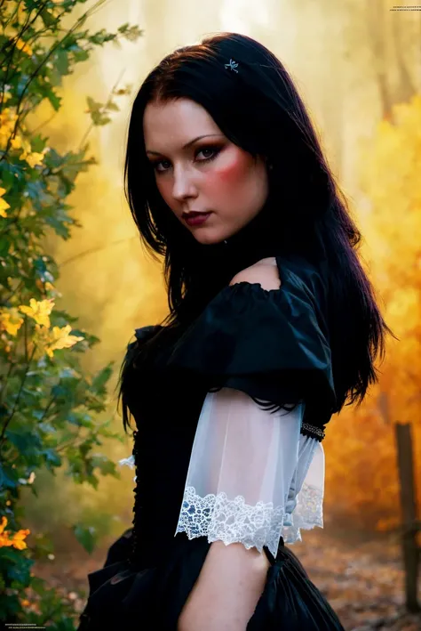 A full color portrait of a beautiful woman wearina a Gothic attire, Bram Stokers Dracula movie set,natural lighting,epic character composition,by ilya kuvshinov, alessio albi, nina masic,sharp focus, subsurface scattering, f2, 35mm, film grain <lora: Belic...