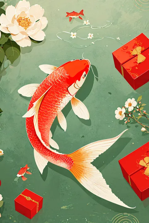 【Spring Festival lora】 Retro Koi New Year Poster