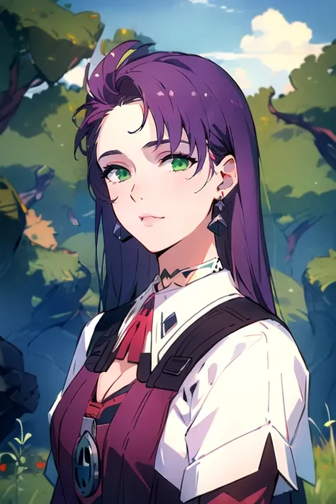 (best quality:1.1), (masterpiece:1.4), game cg, , , , , (semi-realistic:1.4), 1girl, solo, <lora:dolce_synduality_noir:0.88>, dolce_synduality_noir, purple hair, green eyes, , , convict costume, time travel, High resolution