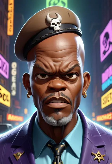 Masterpiece ((monsterpunk zombie)) pixar cartoon that looks like (samuel l jackson:0.8), symmetrical, highly detailed, 8k, digital painting, oil painting, illustration, concept art, sharp focus, volumetric lighting, epic Composition, cgsociety, artstation