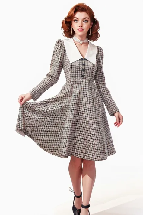 Retro Plaid Collared Dress