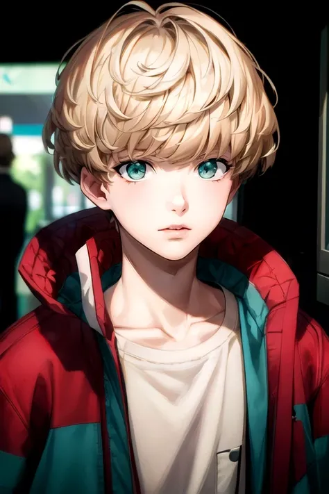 (best quality:1.1), (masterpiece:1.4), illustration, , , depth of field, , , 1boy, solo, male focus, <lora:michael_synduality_noir:0.94>, michael_synduality_noir, blonde hair, green eyes, short hair, , ,