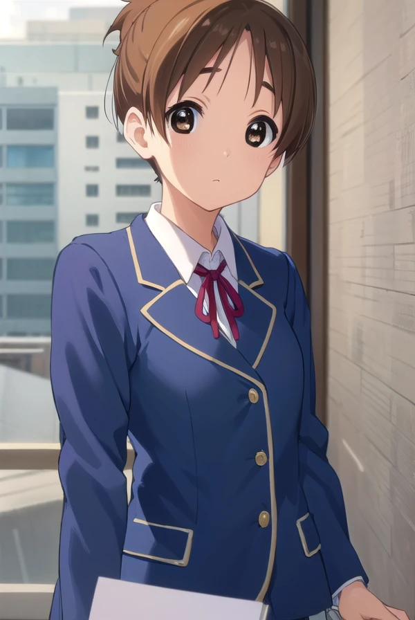 konuihirasawa, <lora:ui hirasawa s2-lora-nochekaiser:1>, 
ui hirasawa, short hair, brown hair, (brown eyes:1.5), ponytail,
BREAK sakuragaoka high school uniform, school uniform, uniform, blazer, shirt, white shirt, collared shirt, skirt, pleated skirt,
BRE...