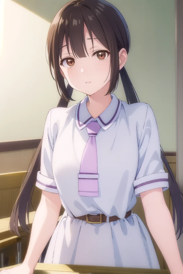 hanakohonda, <lora:hanako honda s1-lora-nochekaiser:1>,
hanako honda, long hair, black hair, twintails, (brown eyes:1.5), low twintails,
BREAK dress, school uniform, necktie, belt,
BREAK indoors, classroom,
BREAK looking at viewer, (cowboy shot:1.5),
BREAK...