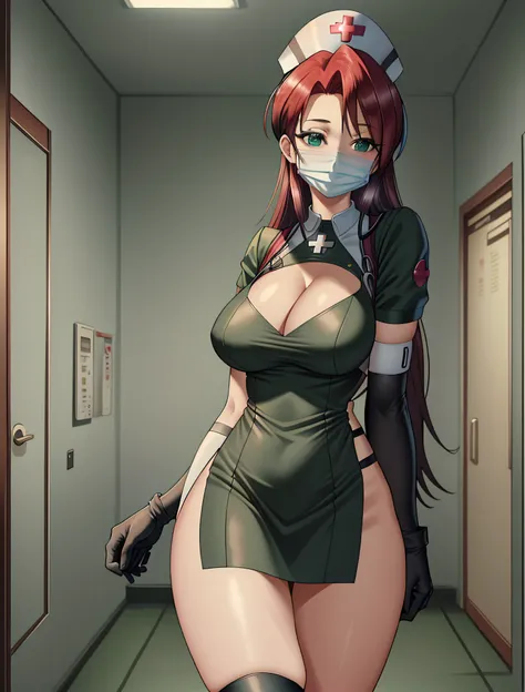 ((masterpiece, best quality, high quality)),1girl, (lower body, hospital),   <lora:Cleavage_surg_nurse:0.6> (cleavage surgical nurse, cleavage, mask, nurse cap, mouth mask, nurse, gloves, cleavage cutout, stethoscope, elbow gloves), <lora:YuuMikihara:0.7> ...