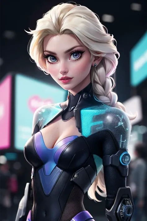 elsa, cyberpunk,, , masterpiece, (best quality:1.2), [:intricate details:0.2],