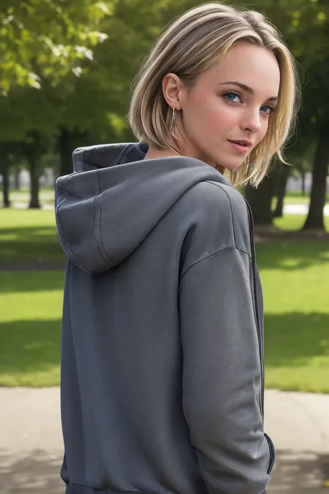 portrait of S307_DianaSokolova,a gorgeous woman,in a (park:1.1),wearing a (hoodie:1.1),(4k, RAW photo, best quality, depth of field, ultra high res:1.1),(absurdres, intricate, photorealistic, masterpiece, ultra-detailed:1.1),