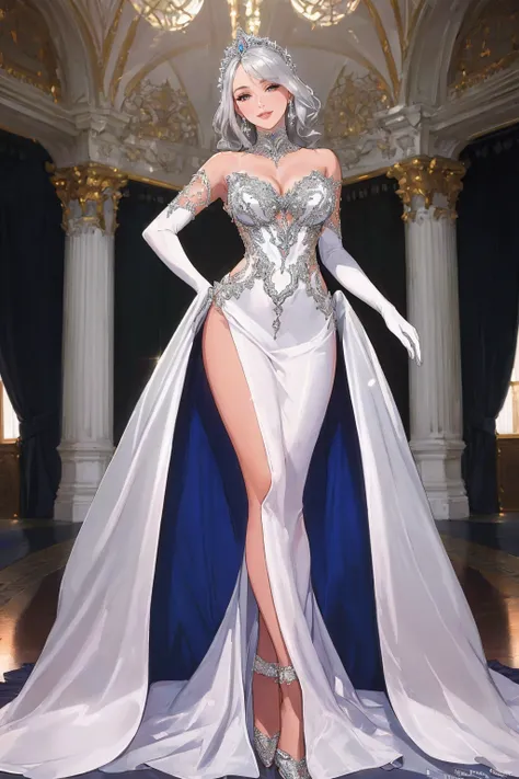 ((masterpiece,best quality,edgQuality)),(smile:0.8),
edgHauteCouture, a woman in a silver dress,wearing edgHauteCouture
 <lora:edgHauteCoutureIV:1>