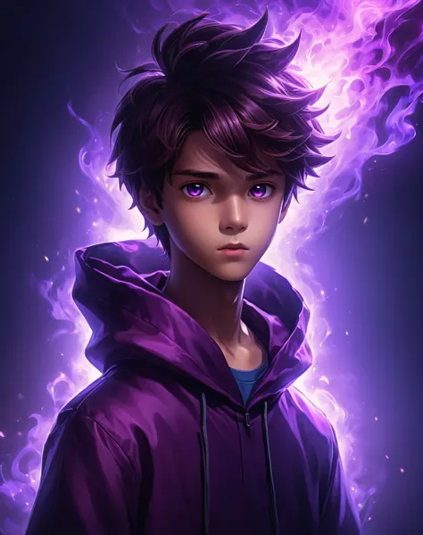 1boy <lora:Dark_Aura_XL_-_Filled_with_miasma:1> dark aura, purple, (masterpiece), best quality, highres, 4k, 8k, amazing quality, amazing shading, soft lighting