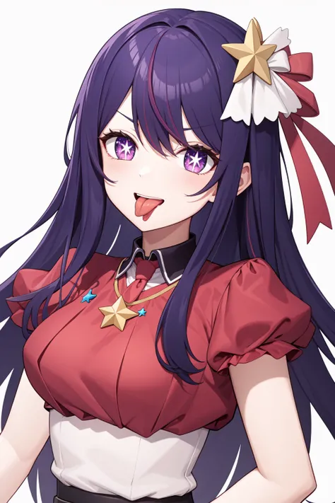 <lora:æéç±:1>, xingyeai,long hair,purple hair,star (symbol),idol,virtual youtuber,tongue,, 1girl,
,  (masterpiece,best quality:1.2),absurdres