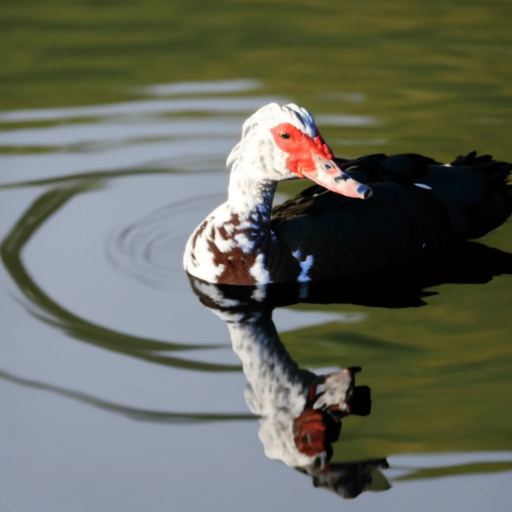 <lora:Muscovy_duck_v1:0.7>, Muscovy duck, from side