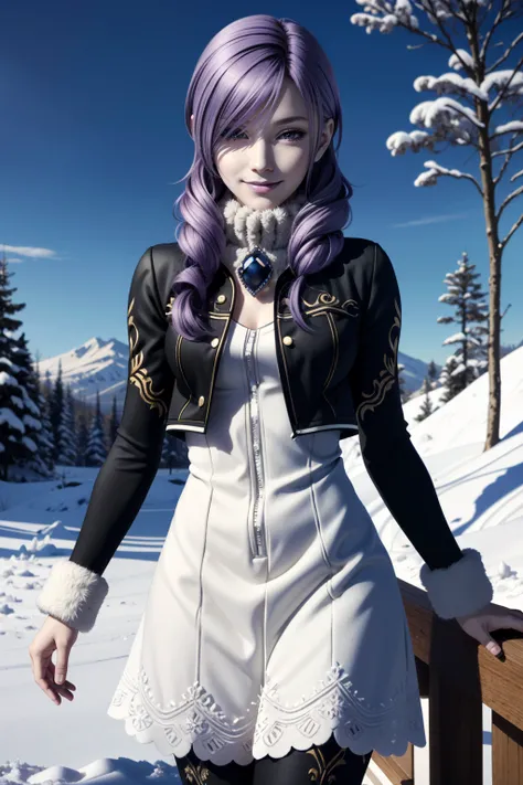 ((ultra detailed, masterpiece, absurdres))
 <lora:HGDaniella:0.9>
HGDaniella, 1girl, twin drills, purple hair, in a winter wonderland, cowboy shot, winter clothing, smile