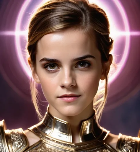 photo of emma watson, 1980s, beauty face, armor gold, hair pink, ((realism)), extremely high quality RAW photograph, ultra detailed photograph, sharp focus, high resolution, (detailed skin:1,3),high quality, film grain, Fujifilm XT3,Highly Detailed, movie,...