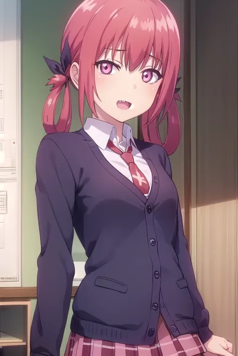 satanichiakurumizawamcdowell, <lora:satanichia kurumizawa mcdowell s1-lora-nochekaiser:1>,
satanichia kurumizawa mcdowell, hair ornament, red hair, hair rings, bat hair ornament, (pink eyes:1.3), fang, smile, open mouth, smug,
BREAK skirt, shirt, school un...