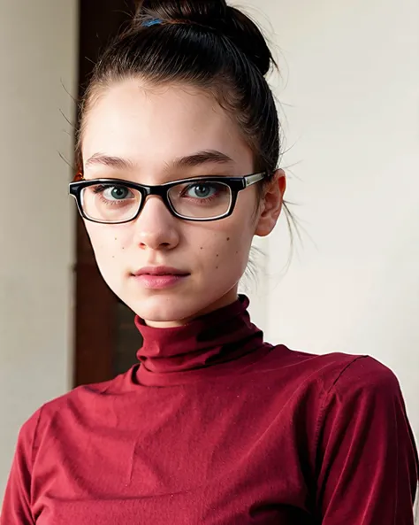 EsmeCM2chz, (((Ultra-HD-details, Ultra-HD-realistic))), RAW photo of 1girl as a strict librarian, the Queen of Quiet demands silence!, (glasses:1.2), turtleneck, skirt, tiara, (angry expression), hair in a bun, comfortable armchair throne, shushing, librar...