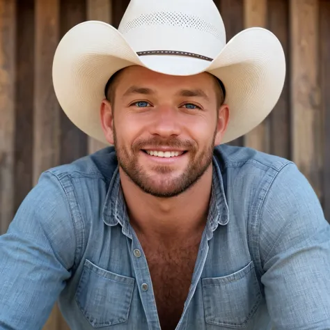 face, 1male, realistic, ultra quality, highly detailed, ultra HD,  looking straight ahead,  <lora:CaviarCowboy:0.5> Cowboy hat, beautiful eyes, smiling for the camera