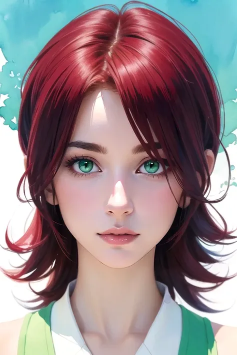 (best quality:1.1), (masterpiece:1.4), photorealistic, looking at viewer, , , (watercolor illustration, soft pastel colors:1.1), (semi-realistic:1.4), 1girl, solo, <lora:akari_koumoto:0.82>, akari_koumoto, red hair, green eyes, , , science fiction hard sci...