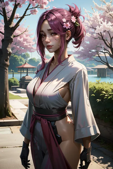 ((ultra detailed, masterpiece, absurdres))
<lora:CyberSongbird:0.9>
CyberSongbird, 1girl, mechanical parts, asymmetrical hair, pink hair, brown eyes, walking in a serene Japanese park with cherry blossoms, yukata, and a hair ornament