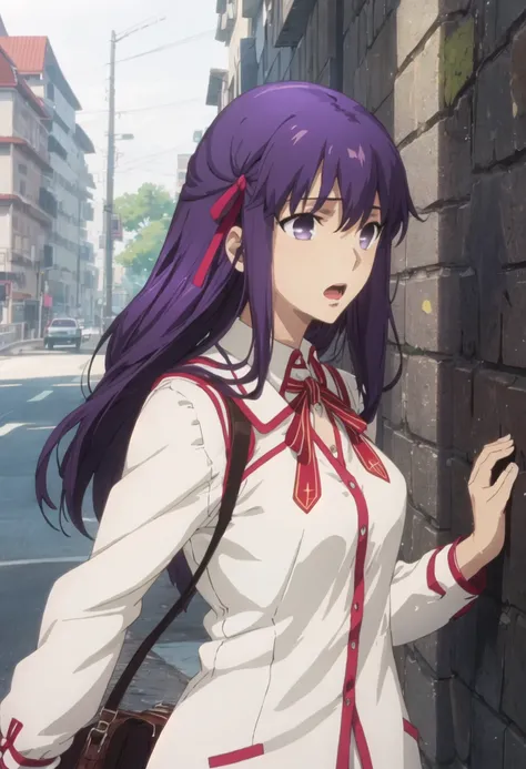 best quality, masterpiece, highres, solo, {matou_sakura_fatestaynightufotable:0.90}, 1girl, anime_coloring, parody, open_mouth