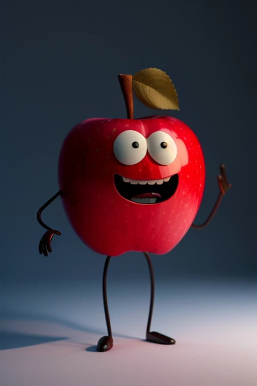 master piece, high quality, an apple, cartoon Character, 3D, C4D, blender