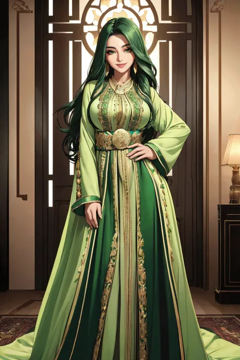 ((masterpiece,best quality,edgQuality)),(smile),looking at viewer,standing,
edgCaftan, a woman in a green robe ,wearing edgCaftan
<lora:edgMoroccanCaftan:1>