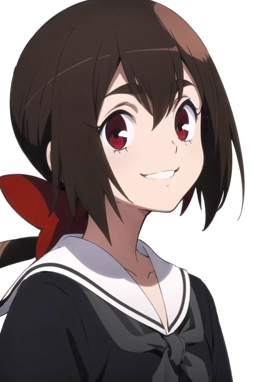 solo, 1girl, looking at viewer, sketch, flat colors, 2D, anime, anime coloring, upper body, (solid white background:1.3), <lora:koto-kyousougiga:0.8>, koto, serafuku, looking at viewer, smile