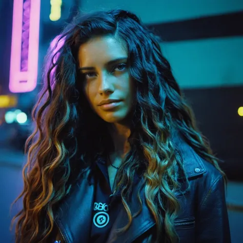 Photo of a woman with long wavy hair,portrait,kodachrome, neon,cyberpunk, ,  <lora:adlima_xl_1_standard_merge_62_88_05_05:1>