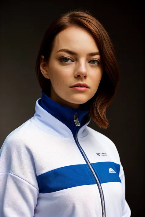 <lora:Emma_Stone-v1-01:1.4>3mm4, woman, Track Top, Pastel, Photomontage, digital camera, Softbox with a diffuser and grid for precise and controlled lighting (Diffused Grid Softbox).