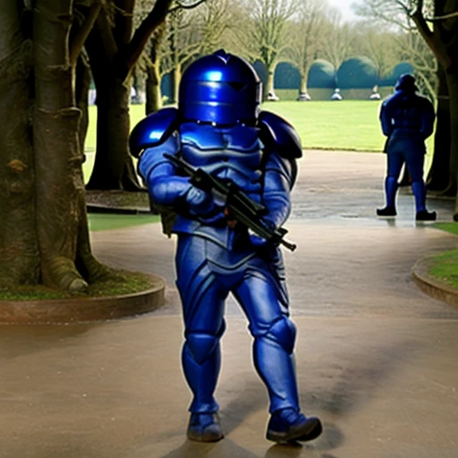 Sontaran with a gun, walking in the park