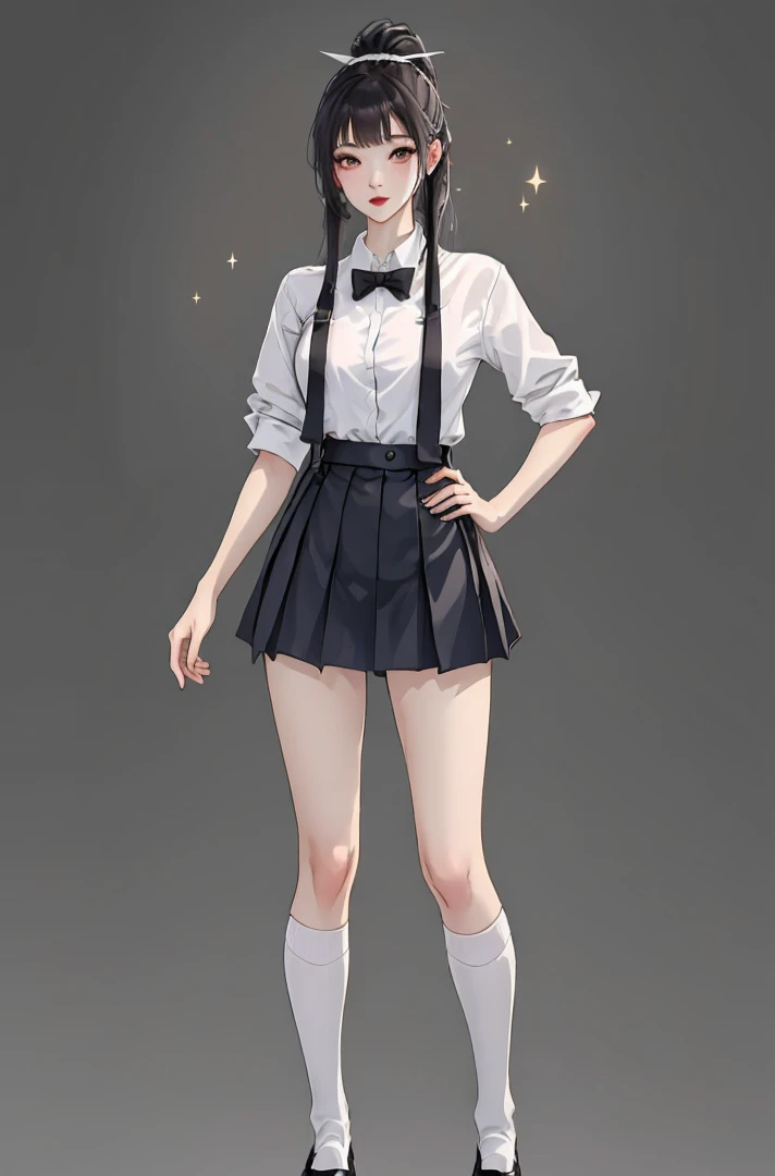 <lora:Oufits-000006:.6>,  full body,  standing, high socks , , tall,sexy, party, school