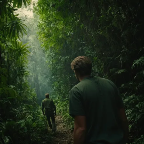 cinematic film still of <lora:rotated view Style:1>
a man in jungle in a dutch angle rotated view style, shallow depth of field, vignette, highly detailed, high budget, bokeh, cinemascope, moody, epic, gorgeous, film grain, grainy