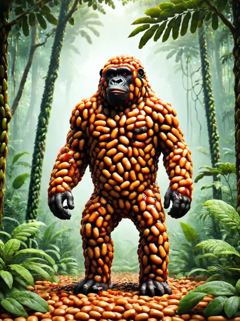 A ais-beanz gorilla, standing in a clearing in the jungle <lora:Beanz_Style_SDXL:1>