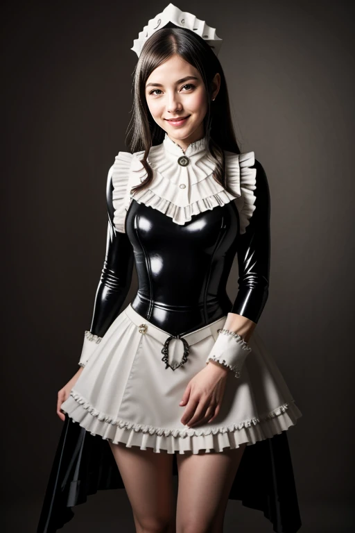 ((Masterpiece, best quality, cinematic lighting, 8k, full body shot, long hair, hour glass body)), (smile:0.85), (realistic background)
<lora:Bw_Latex_Miad_By_Stable_Yogi:1>
latex pattern, maid headdress, maid outfit, apron