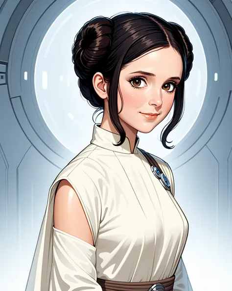 bangs, (sharpening, sharpening face):1.3, 1girl, solo, face viewer, looking at viewer, full body, no nipples, makeup, long hair, realistic, (masterpiece:1.2, best quality, absurd res, ultra detailed), (seductive smile):0.2, black hair,Leia Organa,
 <lora:S...