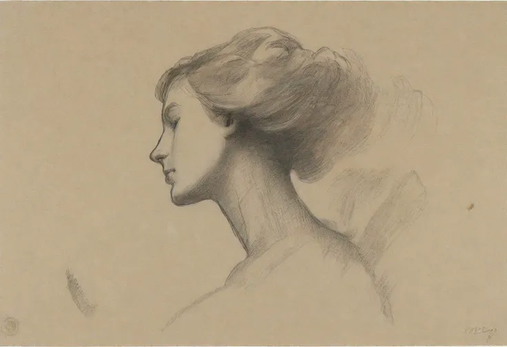 sketch, study,  Wisps of smoke rising from a candle in the form of a womans profile