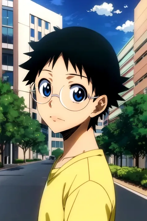 (best quality:1.1), (masterpiece:1.4), , , , depth of field, anime coloring, (anime:1.4), 1boy, solo, male focus, <lora:sakamichi_onoda:0.8>, sakamichi_onoda, black hair, blue eyes, glasses, , ,