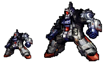 Super Robot Wars Alpha 1 Combat Sprite Style