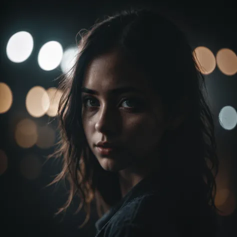 dark photo of a girl, 35mm cinematic , film, bokeh, professional, 4k, highly detailed