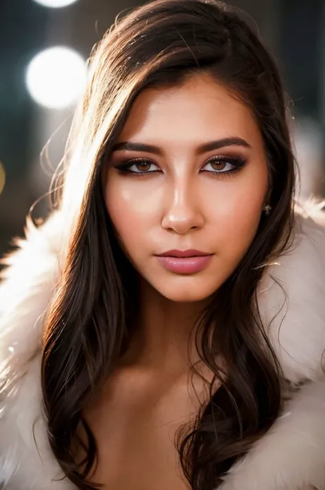 A stunning intricate full color picture of a beautiful woman, luxurious fur coat at a winter gala, portait, epic character composition,by ilya kuvshinov, alessio albi, nina masic,sharp focus, subsurface scattering, f2, 35mm, film grain, latina <lora:giannd...