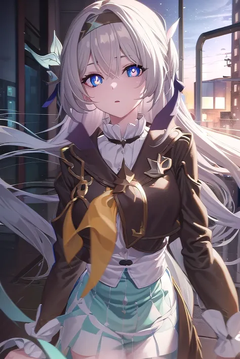 honkaifirefly, <lora:honkai firefly-lora-nochekaiser:1>,
firefly, (purple eyes:1.3), grey hair, butterfly hair ornament, hair ornament, hair intakes, long hair, (bright pupils:1.5),
BREAK black socks, blue dress, blue socks, dress, shoes, socks, two-tone d...