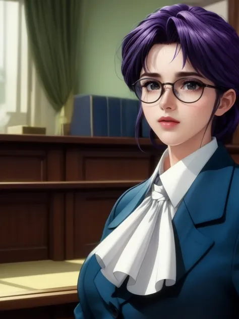 <lora:sdxl_lora_minami_ayaka:1><lora:add-detail-xl:1>
blue jacket,collared shirt,long sleeves, Black suit skirt,white ascot,purple hair,high heels,glasses
official art,extremely detailed CG unity 8k wallpaper, perfect lighting,Colorful, Bright_Front_face_L...