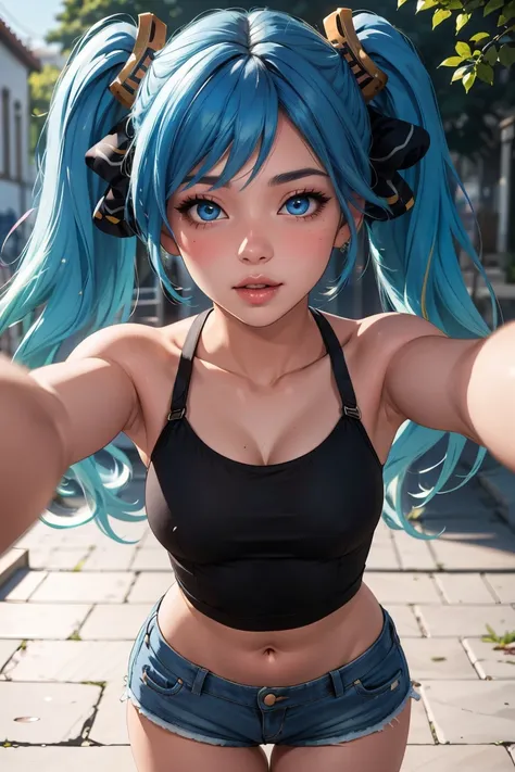 masterpiece, best quality, Ray tracing, hdr, volumetric lighting,
1girl,
 <lora:Sona_Classic_LeagueOfLegends_FefaAIart:0.9>, sona, blue hair, blue eyes, gradient hair, twintails, hair ornament, long hair,
greek scenery, 
<lora:MicroShorts_FefaAIart:0.7>, m...