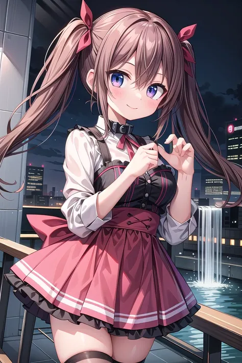 insanely detailed, absurdres, ultra-highres, ultra-detailed, best quality,
1girl, solo, nice hands, perfect hands
BREAK
jirai kei,thighhighs, skirt, twintails, pink skirt, collar, bow, black thighhighs, black bow, long hair, pink bow, hair bow, spiked coll...